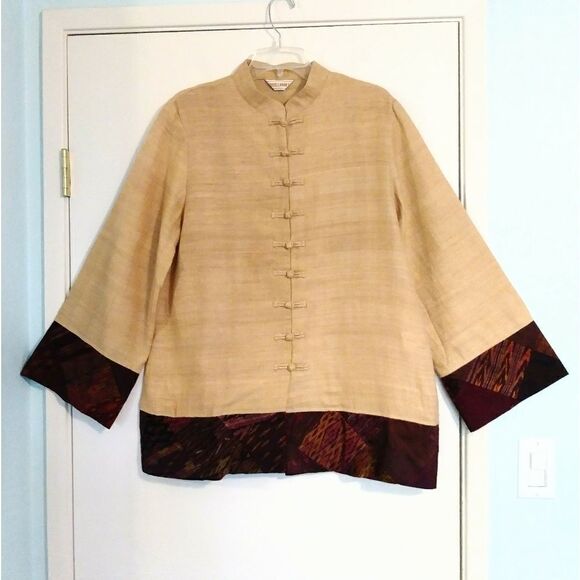 Classic Lanna Thai 100% Raw Silk Button Up Shirt Tunic - Picture 1 of 7